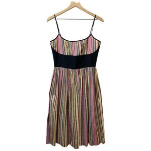 Plenty by Tracy Reese Striped Silk‎ Dress Size 8 Fit & Flare Colorful Midi